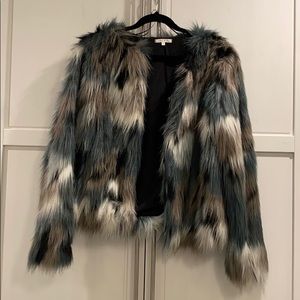 Multi color faux fur coat